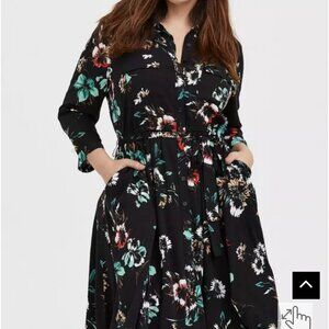 Mini challis shirt dress